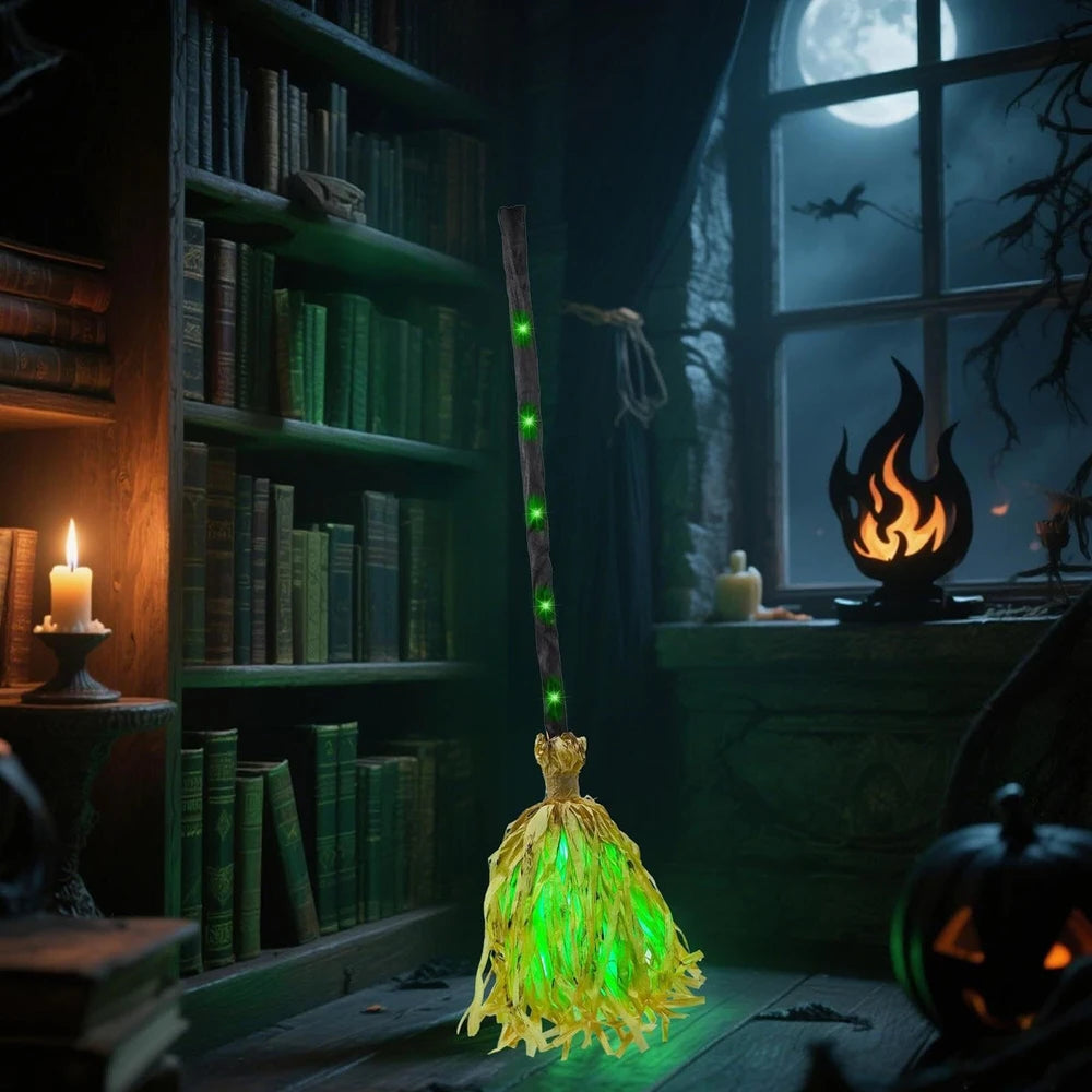 LED Light Up Dancing Witch Broom with Sound Effects