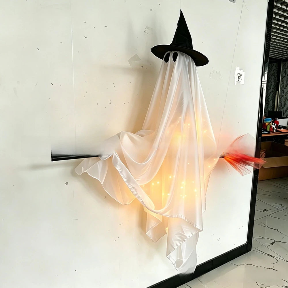 Flying Broom Ghost Halloween Decoration for Outdoor Scene