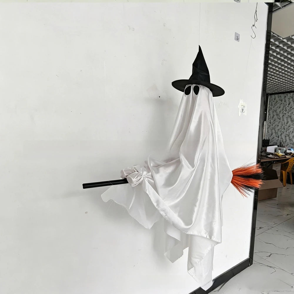 Flying Broom Ghost Halloween Decoration for Outdoor Scene