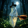 Flying Broom Ghost Halloween Decoration for Outdoor Scene