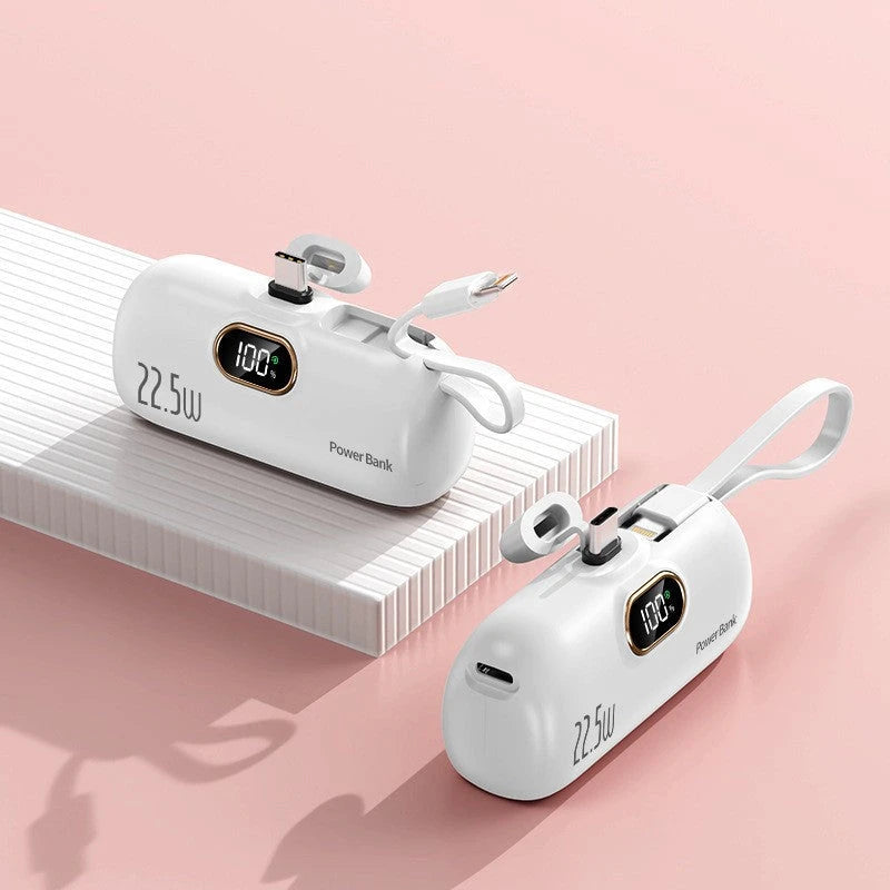 Capsule Power Bank 22.5W Fast Charging i?mwith Built-in Cable