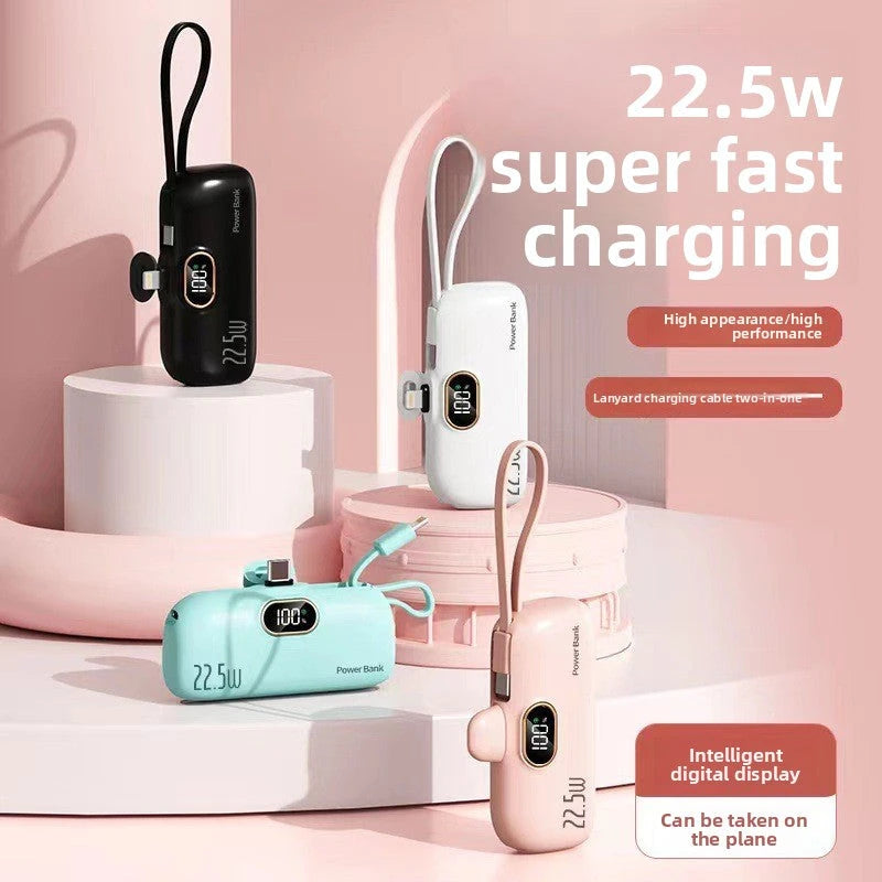 Capsule Power Bank 22.5W Fast Charging i?mwith Built-in Cable