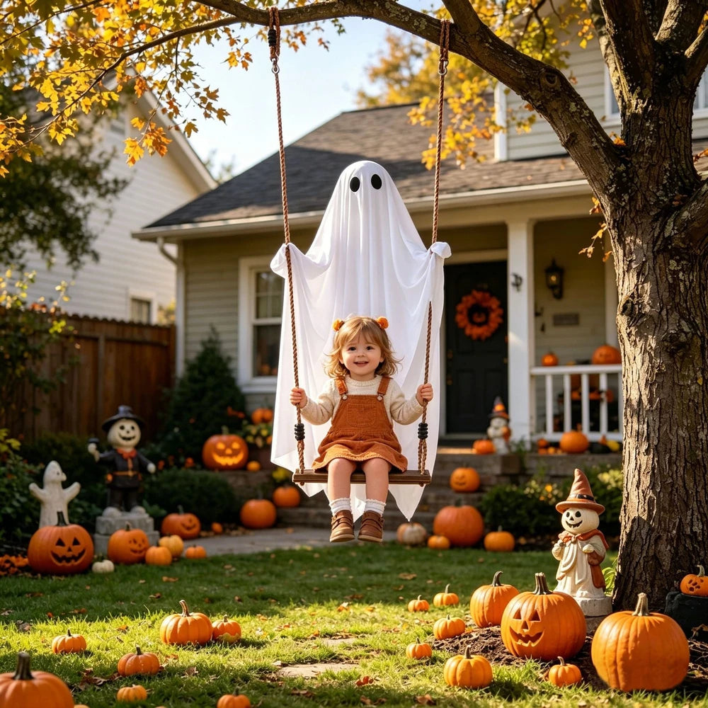 Glowing Halloween Ghost Swing Decoration