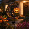 Solar Black Cat Pumpkin Stake Light