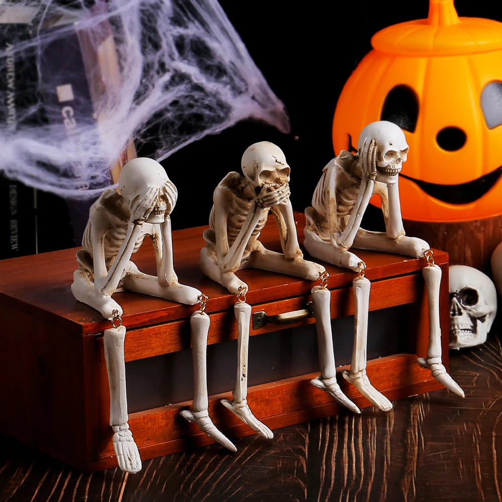 See No Evil, Speak No Evil, and Hear No Evil Resin Halloween Decoration.