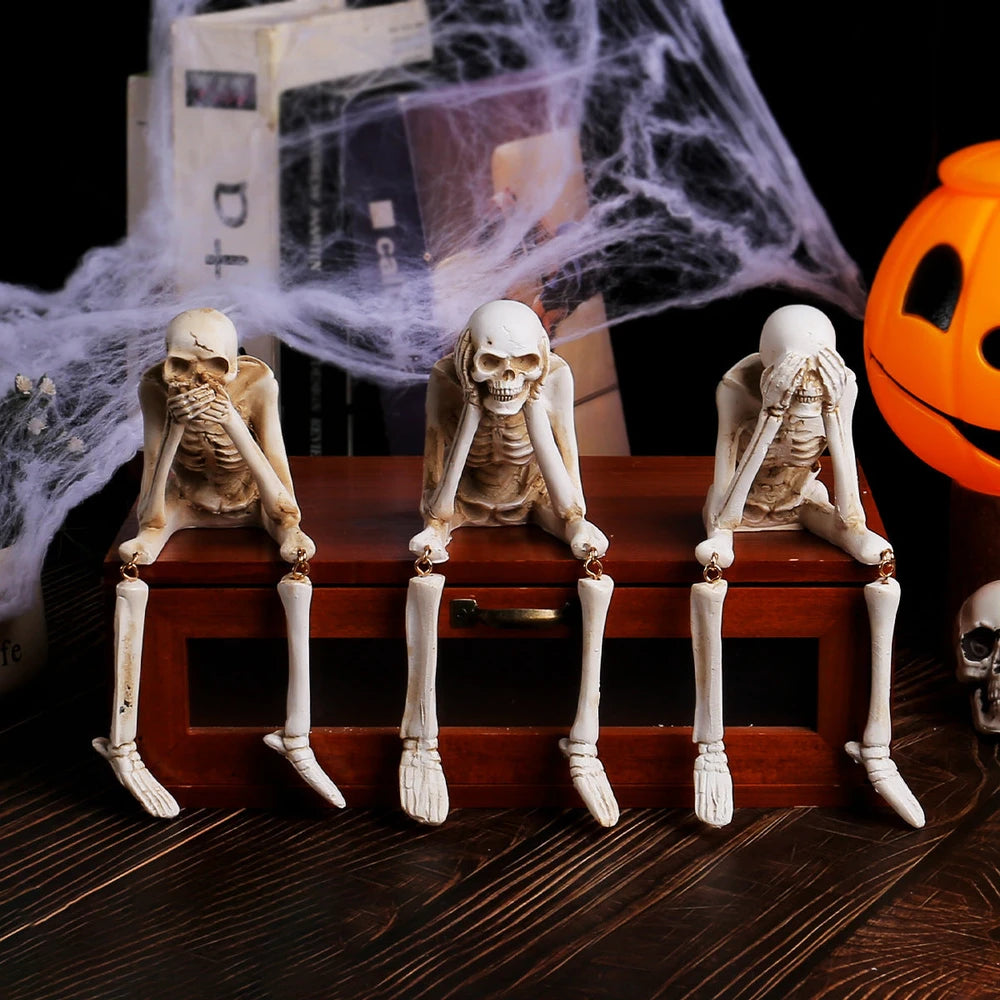 See No Evil, Speak No Evil, and Hear No Evil Resin Halloween Decoration.