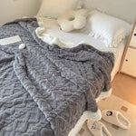 1PC Reversible Sherpa Throw Blanket, Textured Plush Warm Blanket For Sofa Couch Bedroom