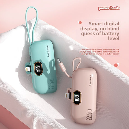 Capsule Power Bank 22.5W Fast Charging i?mwith Built-in Cable