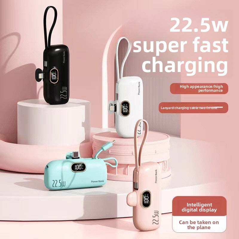 Capsule Power Bank 22.5W Fast Charging i?mwith Built-in Cable