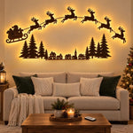 Lighted Santa and Reindeer Wall Decor